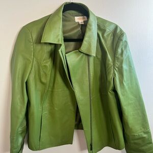 Talbots Vibrant Green Leather Jacket